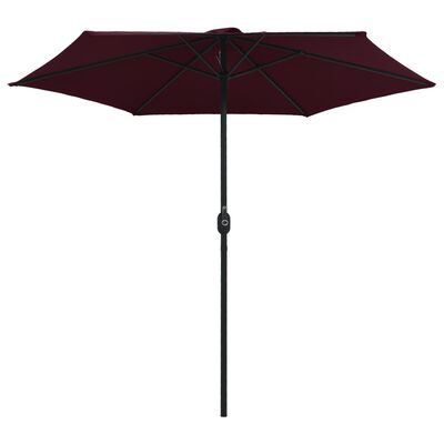 vidaXL Parasol de jardin et mât en aluminium 270x246 cm rouge bordeaux