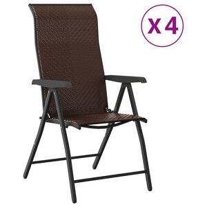 vidaXL Chaises pliables de jardin lot de 4 marron r&eacute;sine tress&eacute;e