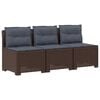 vidaXL Canap&eacute; de jardin 3 places avec coussins look rattan PP Marron
