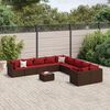 vidaXL Salon de jardin 10 pcs avec coussins marron résine tressée