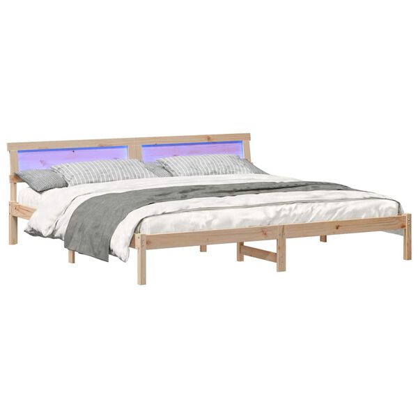 vidaXL Cadre de lit avec t&ecirc;te de lit Marron 180 x 200 cm Pin massif
