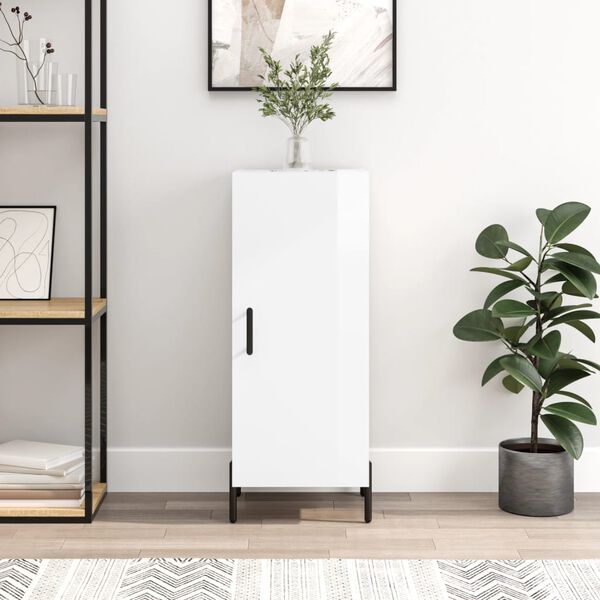 vidaXL Buffet Blanc brillant 34,5x34x90 cm Bois d'ing&eacute;nierie