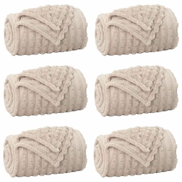 vidaXL Couvertures &agrave; jeter 6 pcs Beige 270 x 240 cm Toison
