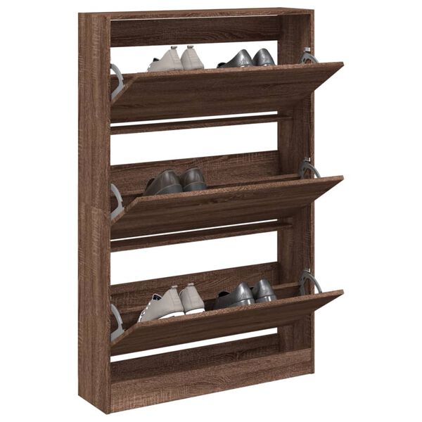 vidaXL Armoire &agrave; chaussures ch&ecirc;ne marron 80x21x125,5cm bois ing&eacute;nierie