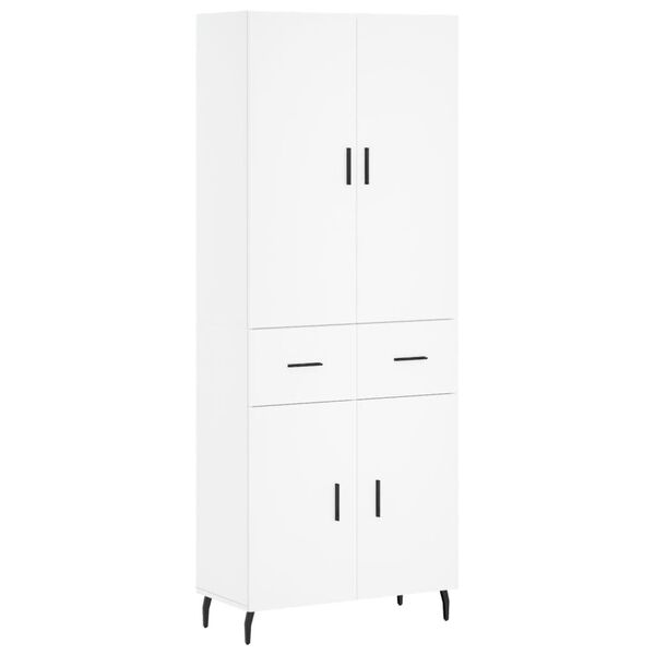 vidaXL Buffet haut Blanc 69,5x34x180 cm Bois d'ing&eacute;nierie