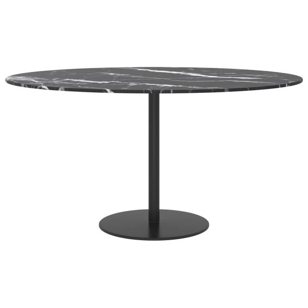vidaXL Dessus de table noir &Oslash;80x1 cm verre tremp&eacute; avec design marbre
