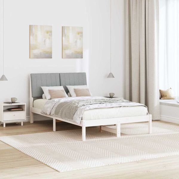 vidaXL Cadre de lit avec t&ecirc;te de lit Blanc 120 x 200 cm Pin massif