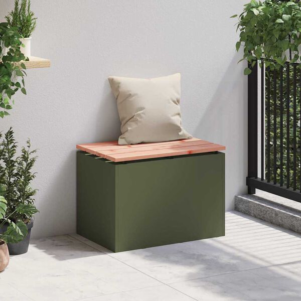 vidaXL Banc de jardin Vert olive 60 x 40 x 43 cm Acier