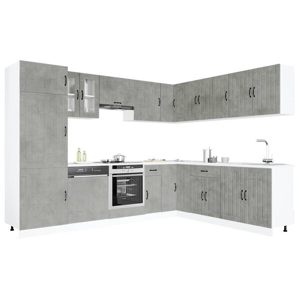 vidaXL Ensemble d'armoires de cuisine 14 pcs Lucca bois d'ing&eacute;nierie