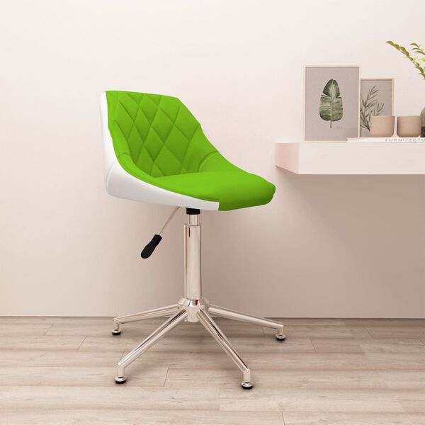 vidaXL Chaise de bureau pivotante Vert et blanc Similicuir