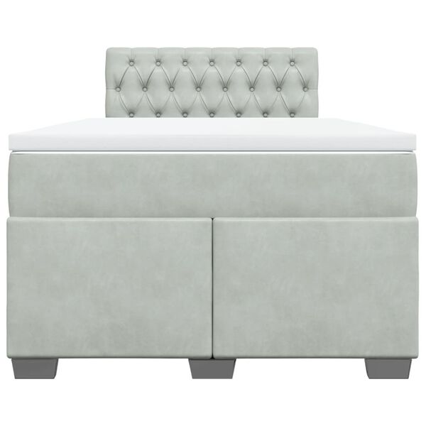 vidaXL Sommier &agrave; lattes de lit et matelas Gris clair 120x200cm Velours