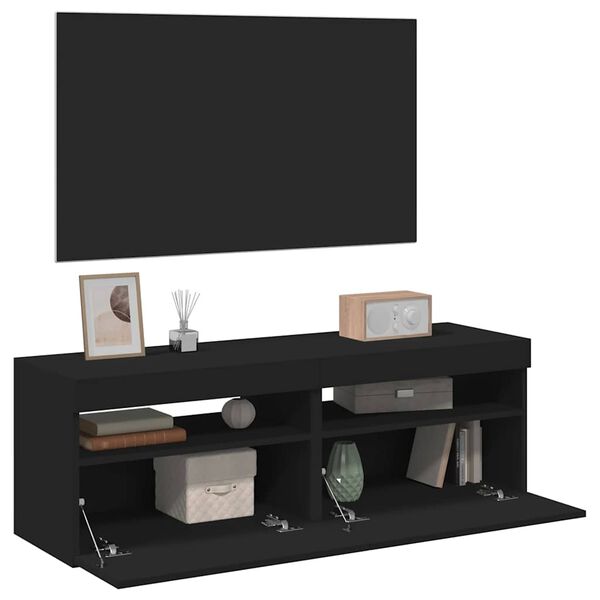 vidaXL Meubles TV avec lumières LED 2 pcs Noir 60x35x40 cm