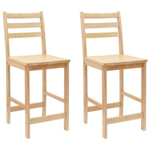 vidaXL Chaises de salle &agrave; manger 2 pc Bois de Caoutchouc Massif
