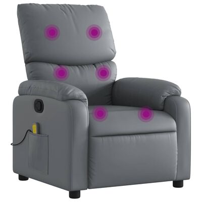 vidaXL Fauteuil de massage inclinable Gris Similicuir