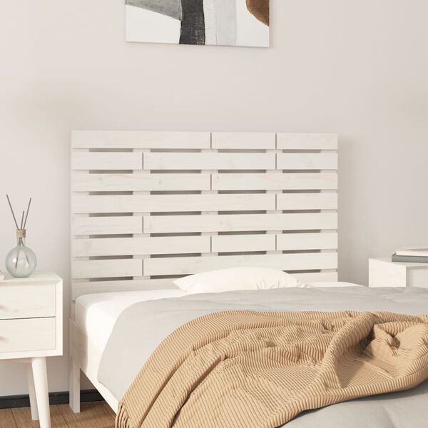 vidaXL T&ecirc;te de lit murale Blanc 106x3x63 cm Bois massif de pin
