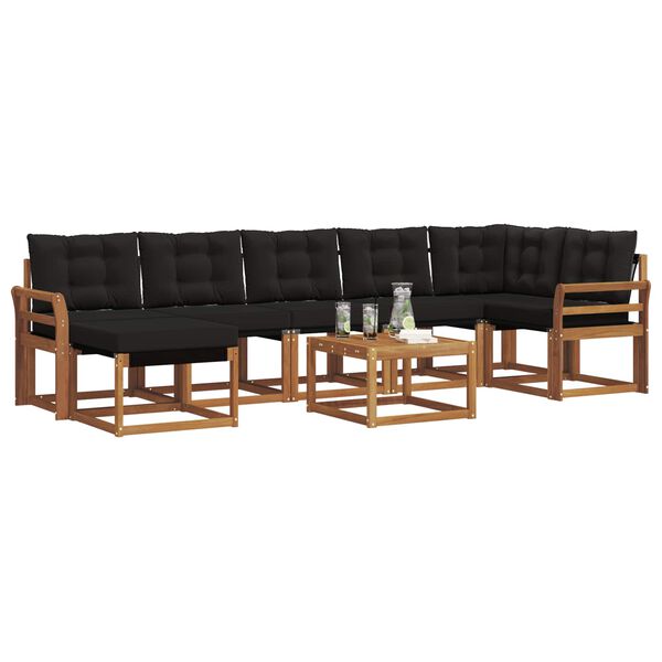 vidaXL Ensemble de canap&eacute;s d'ext&eacute;rieur 8 pcs Naturel et Noir
