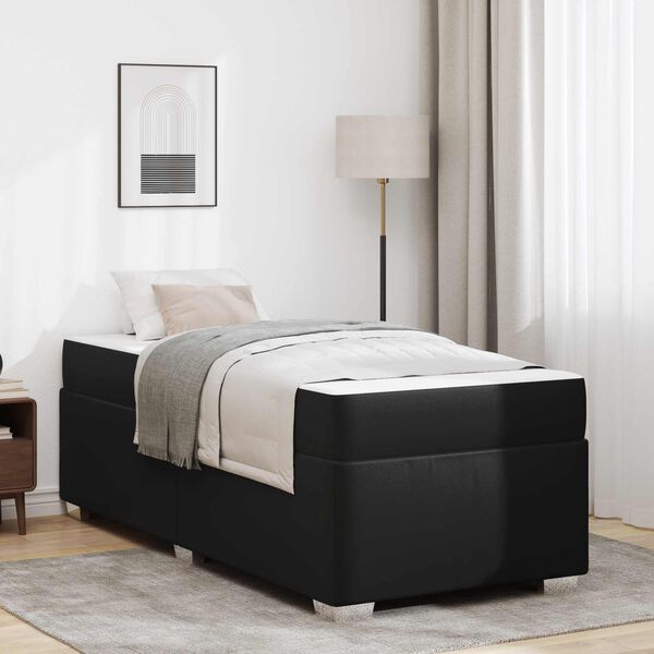vidaXL Cadre de lit avec matelas Noir 100 x 200 cm tissu