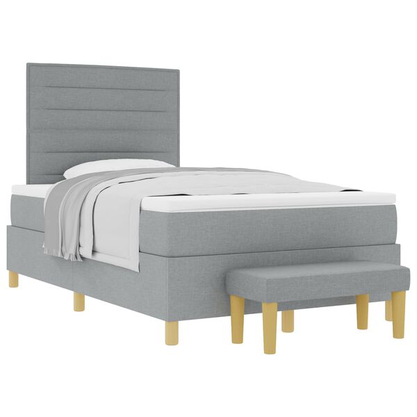 vidaXL Lit &agrave; ressorts avec matelas Gris clair 120 x 200 cm tissu