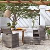 vidaXL Jeu de chaise et tabouret de jardin 4 pcs R&eacute;sine tress&eacute;e Gris