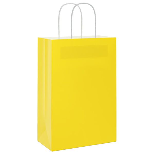 vidaXL Sacs en papier 50 pcs avec poign&eacute;es jaune 21x11x31 cm