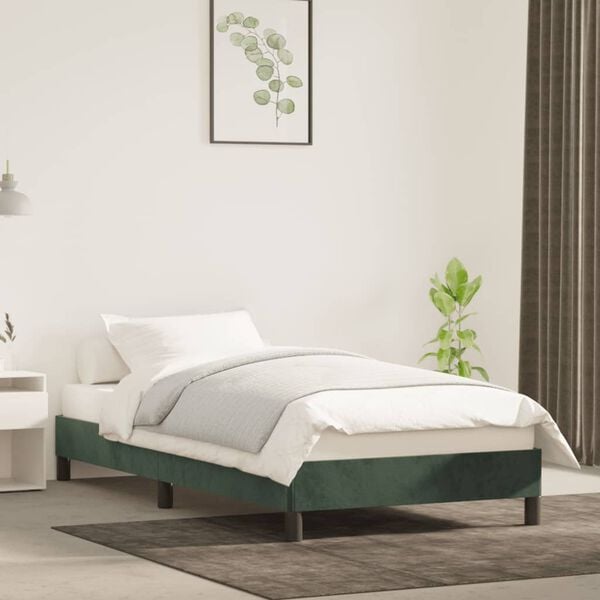 vidaXL Cadre de lit sans matelas vert fonc&eacute; 90x190 cm velours