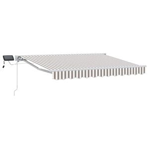 vidaXL Cadre de store manuel avec LEDs Gris clair et blanc 5 &times; 3,5 m