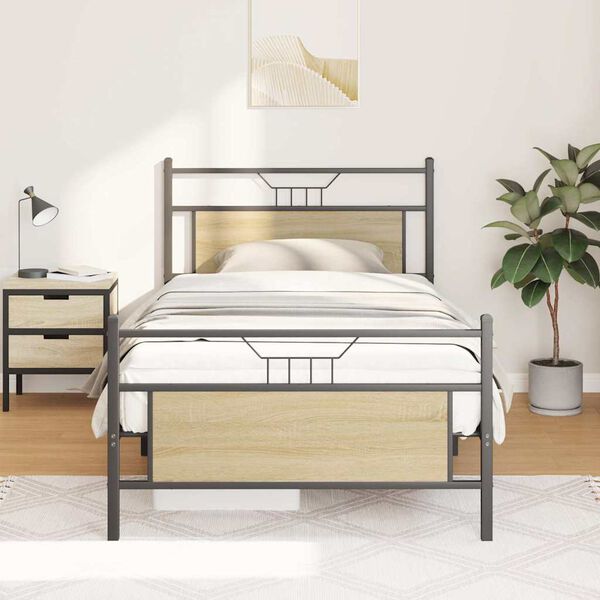 vidaXL Cadre de lit sans matelas ch&ecirc;ne sonoma 100x200 cm