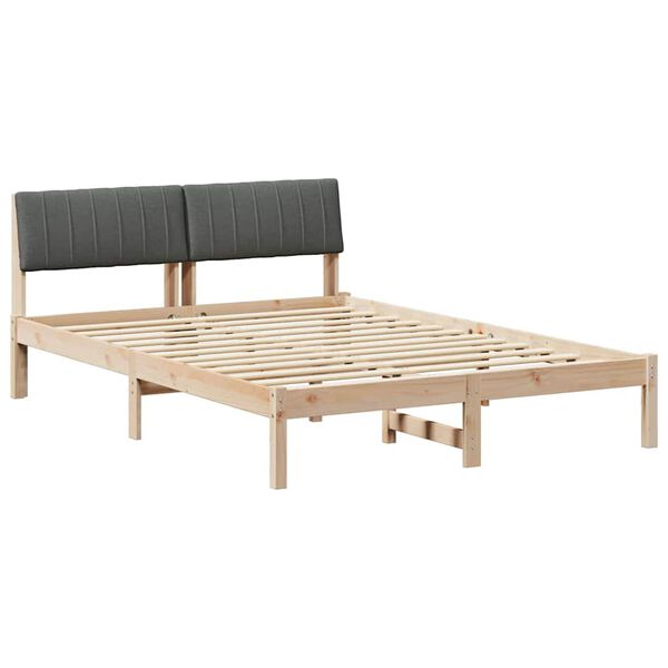 vidaXL Cadre de lit avec t&ecirc;te de lit marron et gris fonc&eacute; 140 x 190 cm