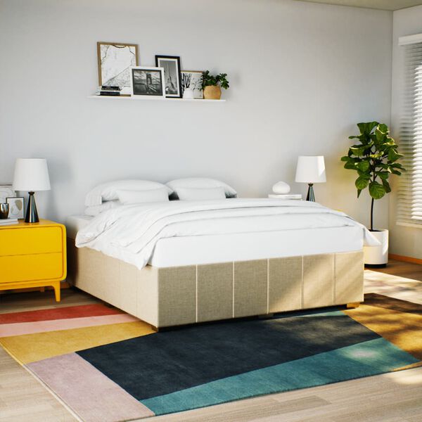 vidaXL Cadre de lit sans matelas cr&egrave;me 180x200 cm tissu
