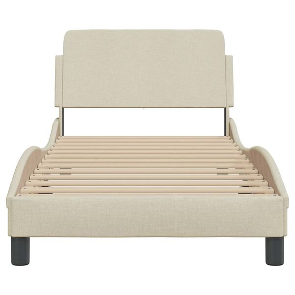 vidaXL Cadre de lit avec t&ecirc;te de lit Dover cr&egrave;me 90x190cm tissu