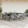 vidaXL Ensemble &agrave; manger jardin coussins 9 pcs gris poly rotin verre