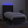 vidaXL Sommier &agrave; lattes de lit matelas et LED Noir 80x200cm Tissu