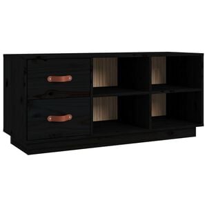 vidaXL Banc &agrave; chaussures Noir 100x34x45 cm Bois de pin massif