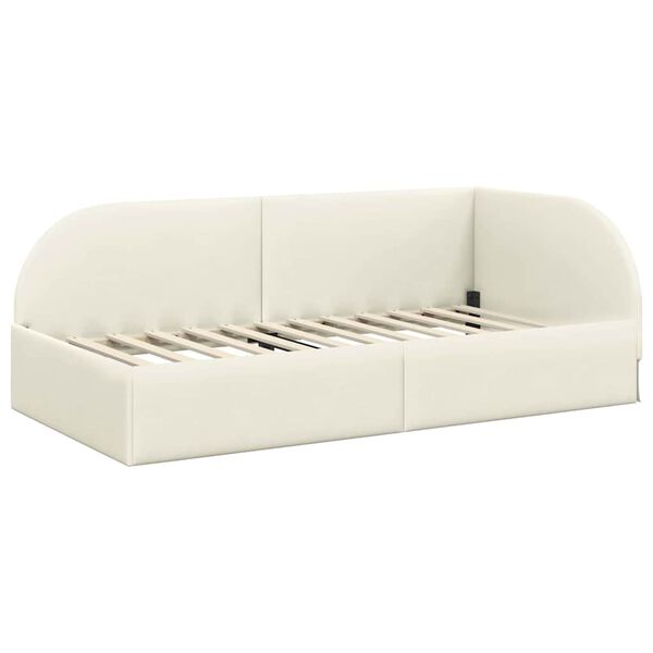 vidaXL Cadre de lit d'angle Cr&egrave;me 90 cm x 200 cm tissu
