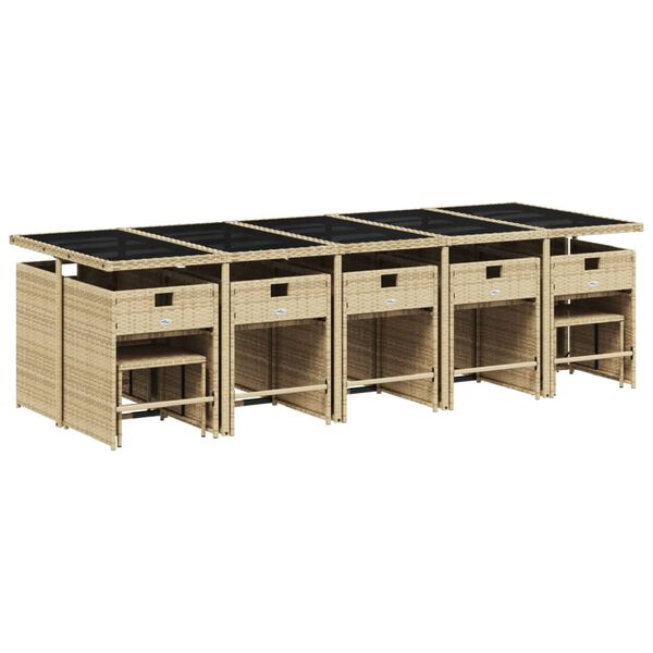 vidaXL Ensemble &agrave; manger de jardin et coussins 15 pcs beige