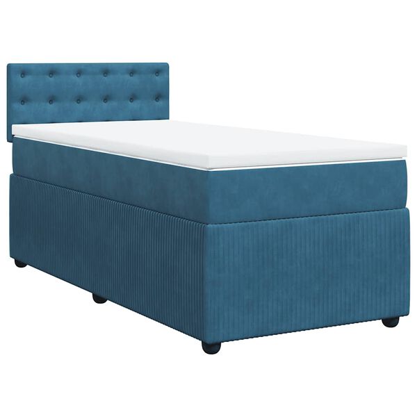 vidaXL Sommier &agrave; lattes de lit avec matelas bleu 100x200 cm