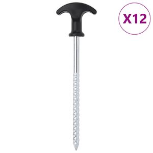 vidaXL Piquets de tente 12 pcs 17 cm &Oslash;7 mm acier galvanis&eacute;