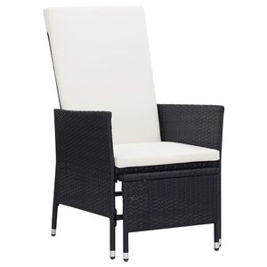 vidaXL Chaise inclinable de jardin avec coussins R&eacute;sine tress&eacute;e Noir