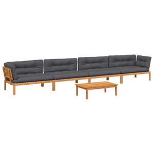 vidaXL Salon palette de jardin avec coussins 5pcs bois d'acacia massif