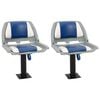 vidaXL Ensemble de si&egrave;ges de bateau pliables 4 pcs bleu et blanc
