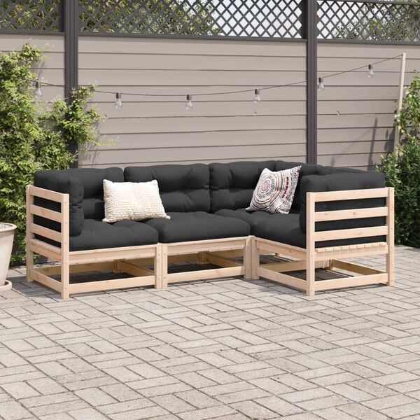 vidaXL Salon de jardin 4 pcs bois massif de pin