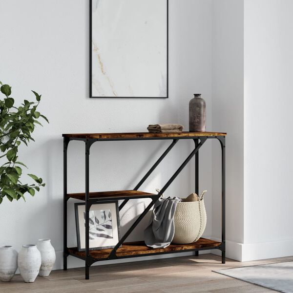 vidaXL Table console ch&ecirc;ne fum&eacute; 88,5x30x75 cm bois d'ing&eacute;nierie