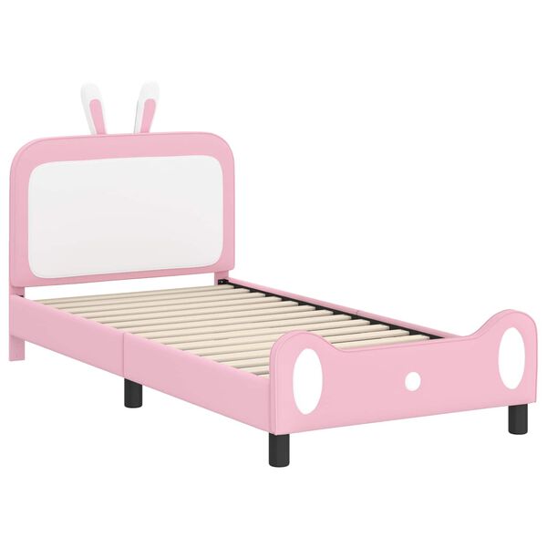 vidaXL Cadre de lit pour enfants avec t&ecirc;te de lit Rose 90 x 200 cm PU