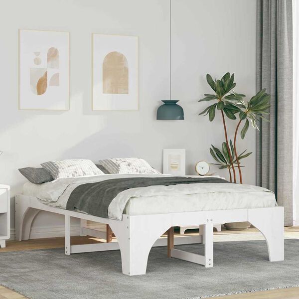 vidaXL Cadre de lit Blanc 140 x 190 cm Pin massif