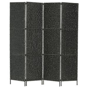 vidaXL Cloison de s&eacute;paration 4 panneaux Noir 154x160 cm Jacinthe d'eau