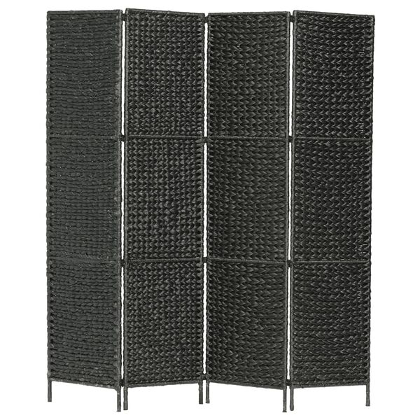 vidaXL Cloison de s&eacute;paration 4 panneaux Noir 154x160 cm Jacinthe d'eau