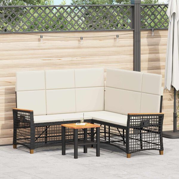 vidaXL Ensemble de canap&eacute;s inclinables de jardin Noir et blanc cr&egrave;me