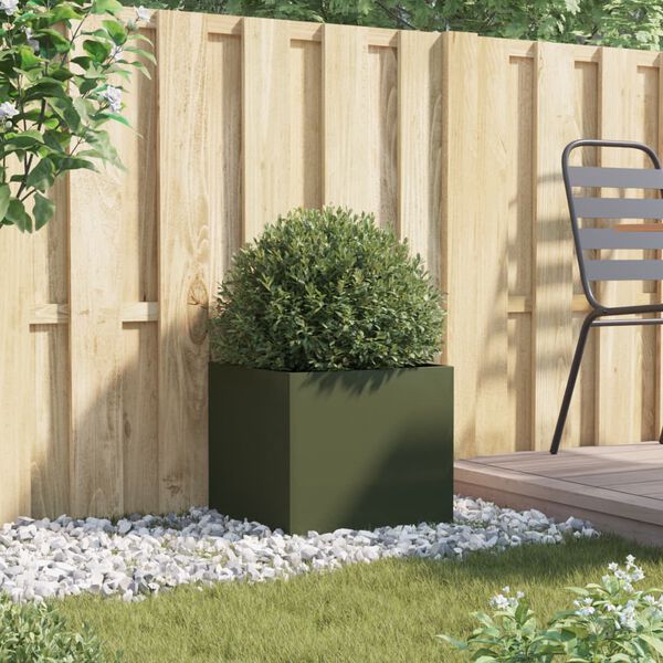 vidaXL Jardini&egrave;re vert olive 42x40x39 cm acier