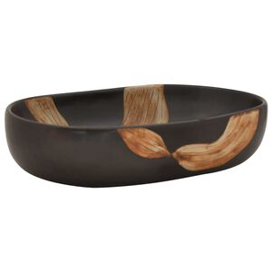 vidaXL Vasque &agrave; poser noir ovale 59x40x14 cm c&eacute;ramique