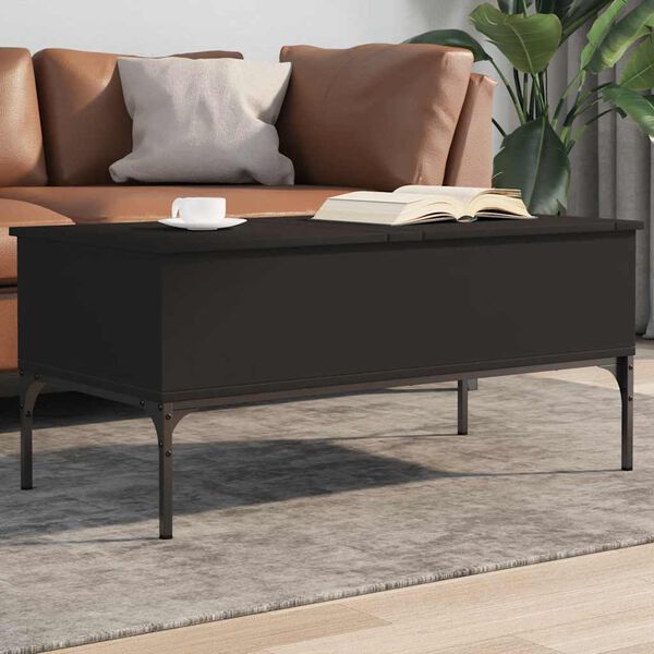 vidaXL Table basse noir 100x50x45 cm bois d'ingénierie et métal